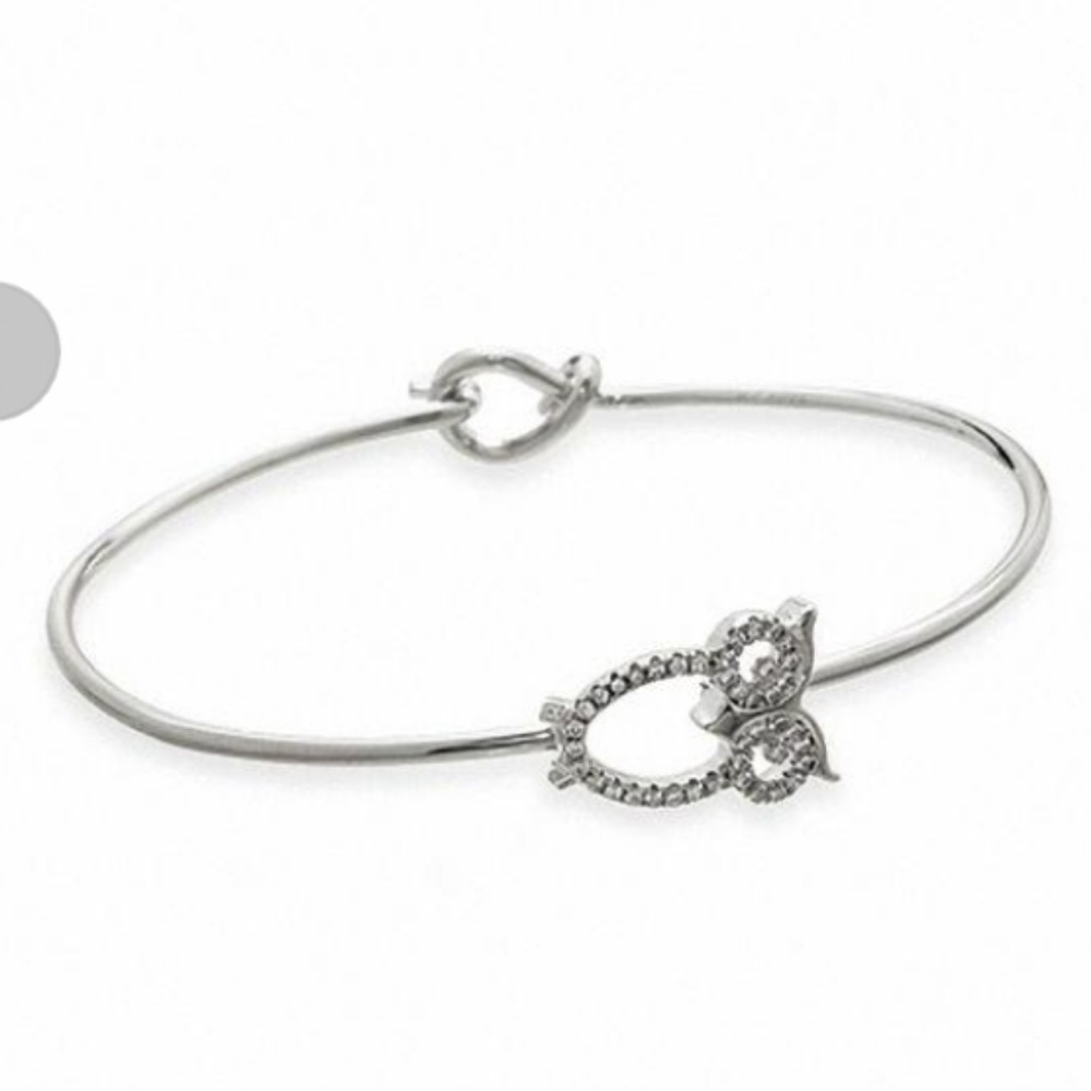 Cubic Zirconia outline sideways owl bangle